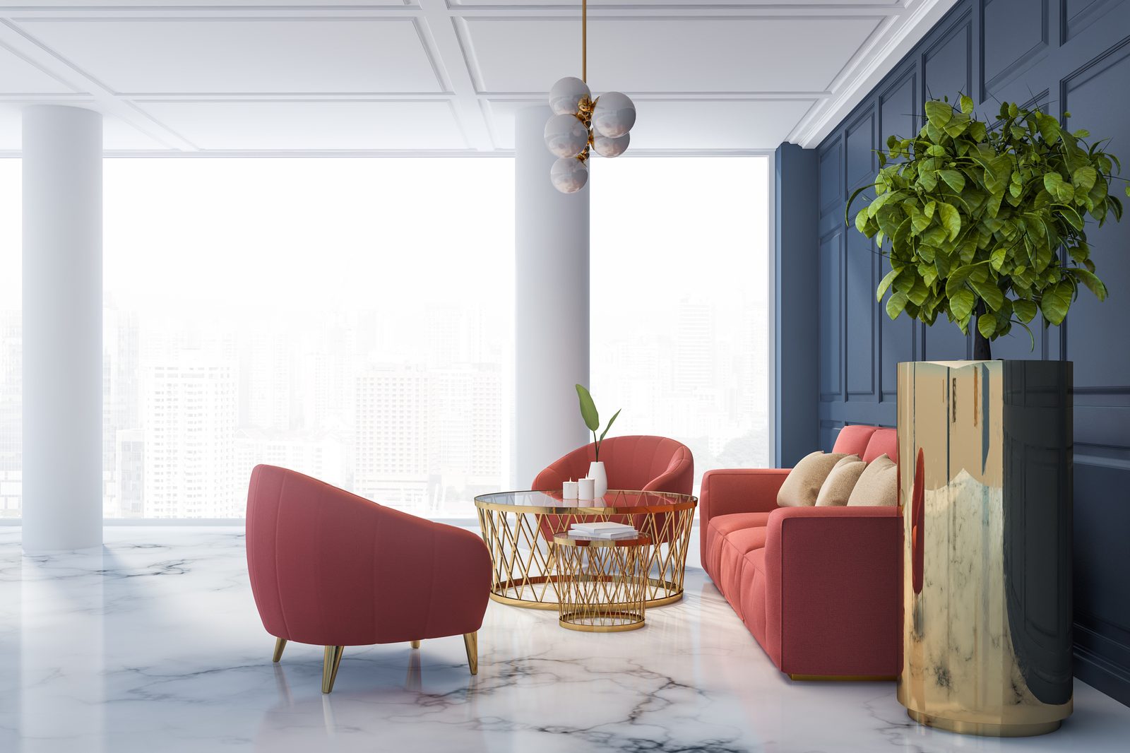 Beautiful living room with sofa